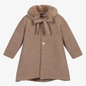 Beige Wool Blend Knitted Coat