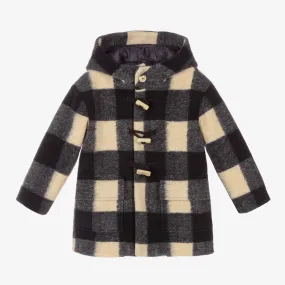 Boys Blue Checked Duffle Coat