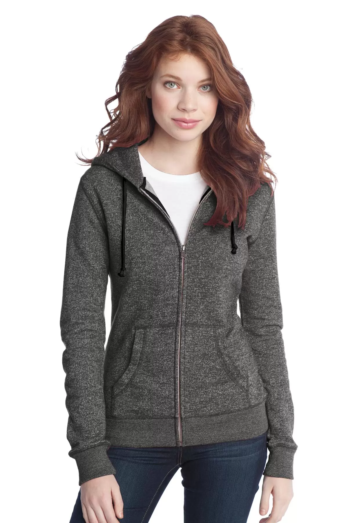 District Juniors Marled Fleece Full Zip Hoodie DT292 SKU: DT292