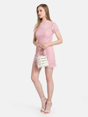 Embossed Lace Mini Dress