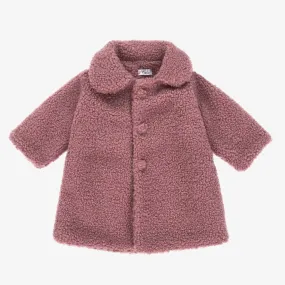 Girls Pink Teddy Fleece Coat