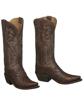 Lucchese M5601.S54 Womens Western Augusta Ostrich Vamp Boots Redwood