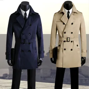 Men's slim long trench coat